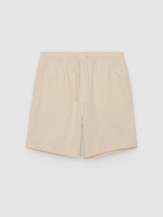 %Pto% Linen chino bermuda shorts raw front view