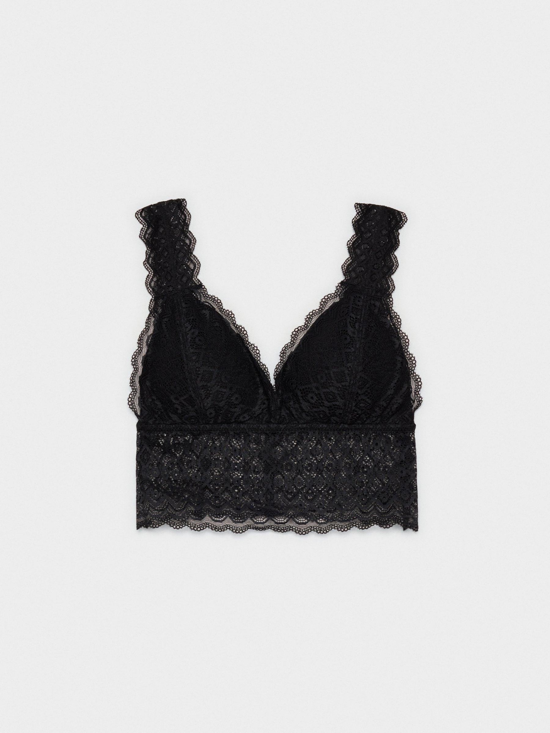 Bralette negro de encaje negro vista frontal