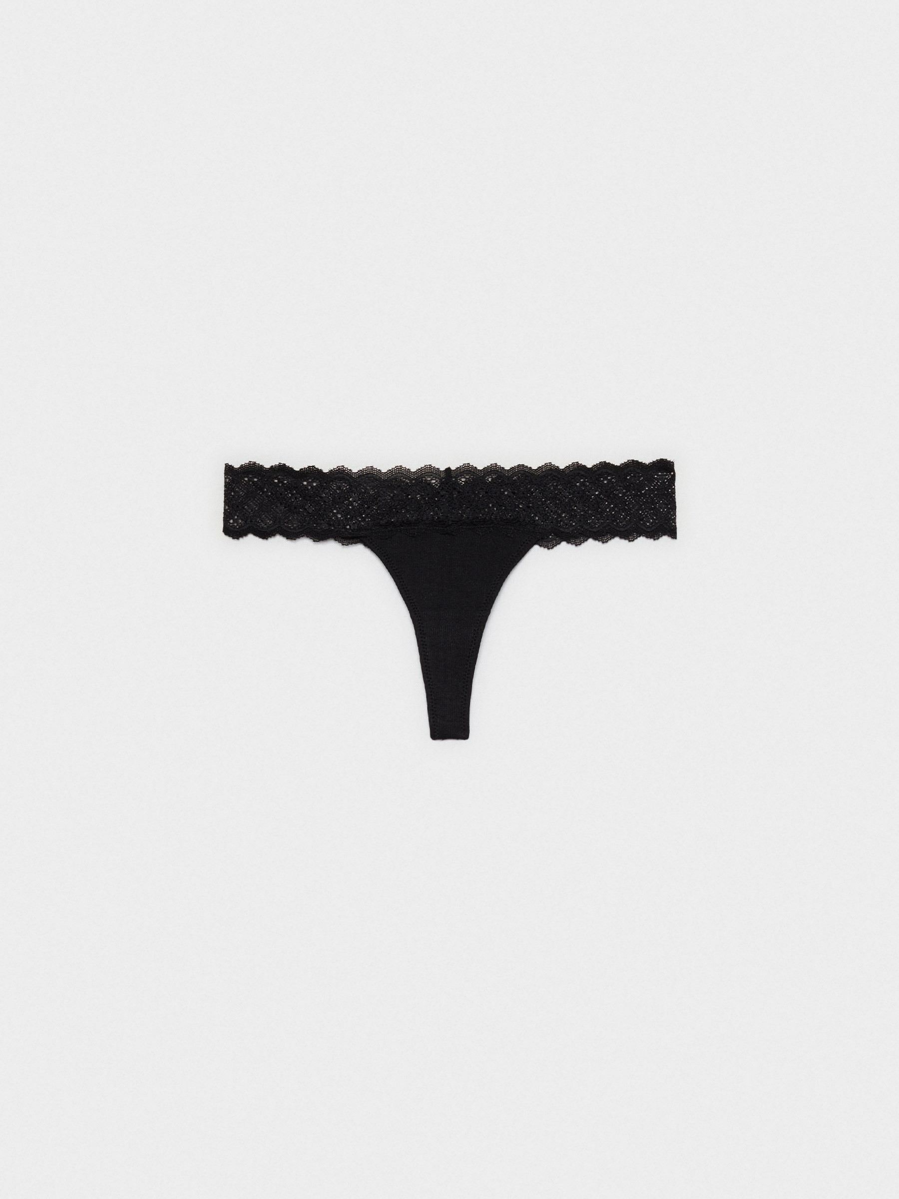Tanga de renda preta preto vista frontal