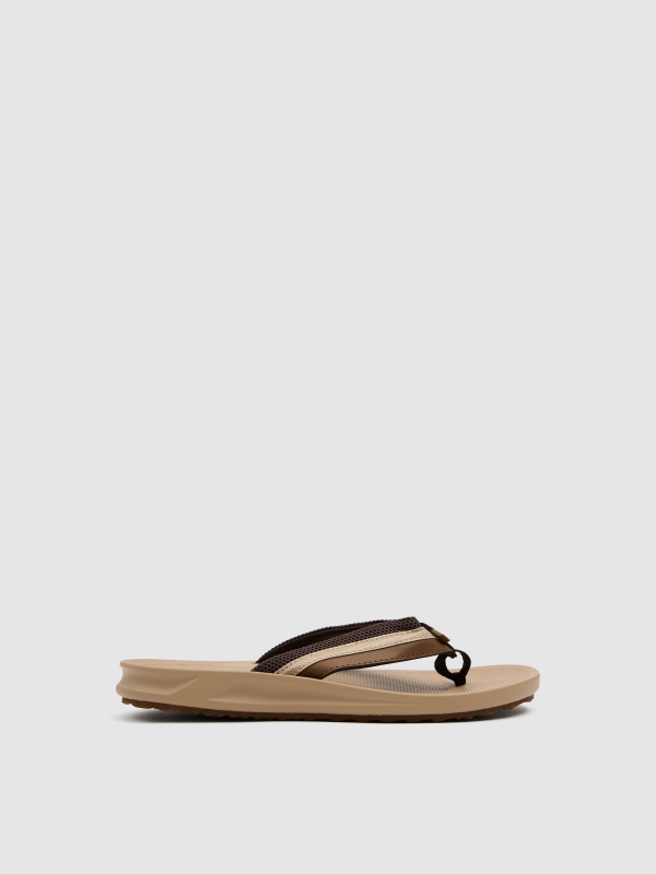 Sandalia dedo efecto piel goma beige