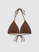 %Pto% Floral triangle bikini top chocolate front view