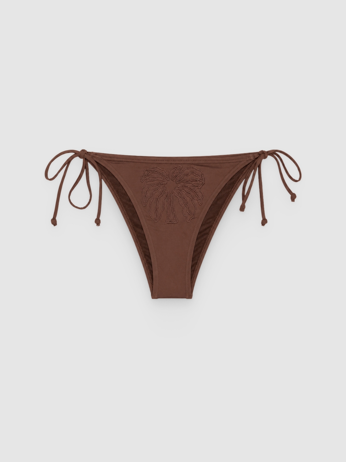 %Pto% Plain bikini bottom with bow chocolate front view