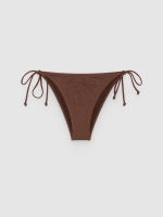 %Pto% Braguita bikini lisa con lazo chocolate vista frontal