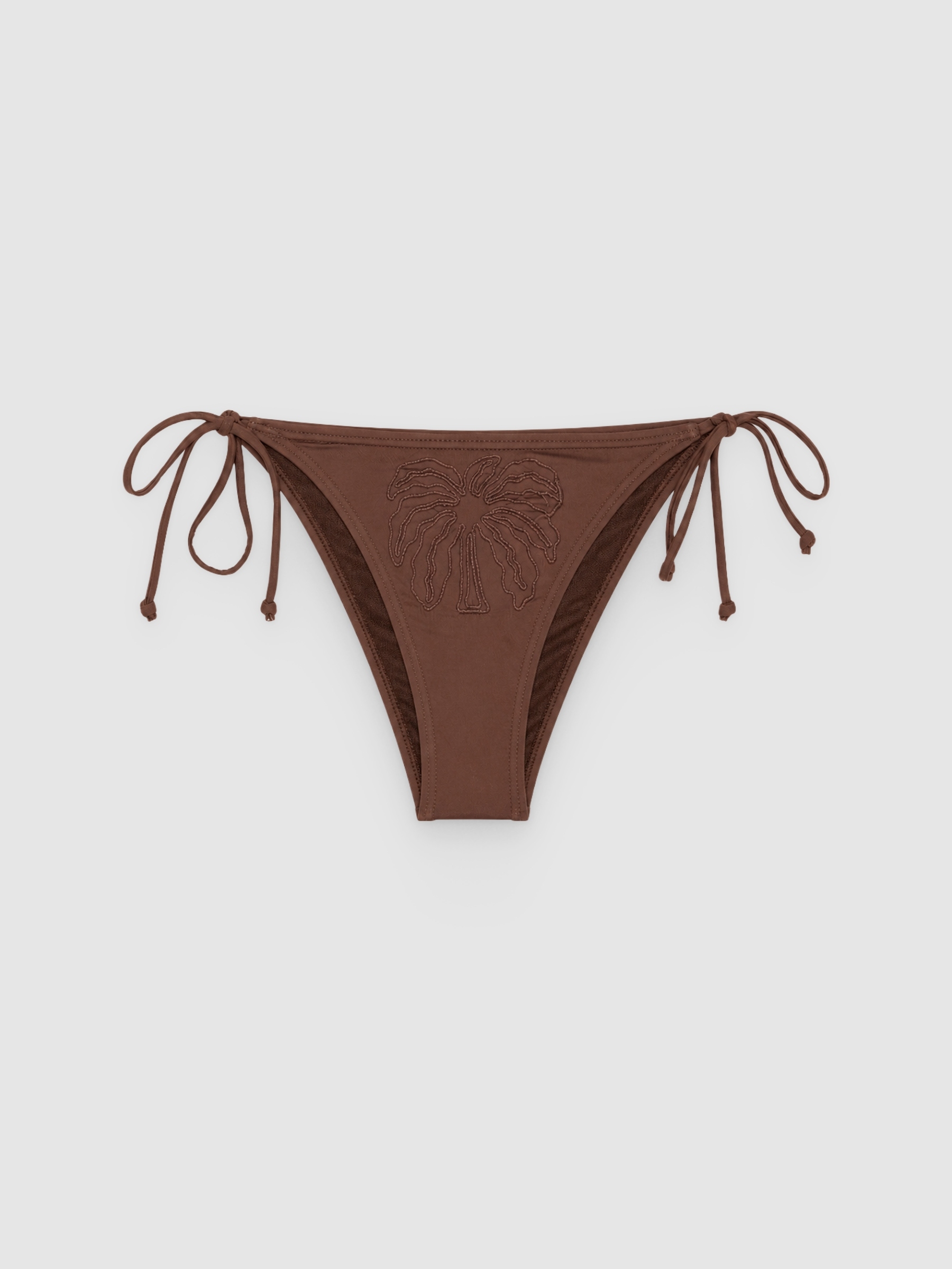 %Pto% Plain bikini bottom with bow chocolate front view