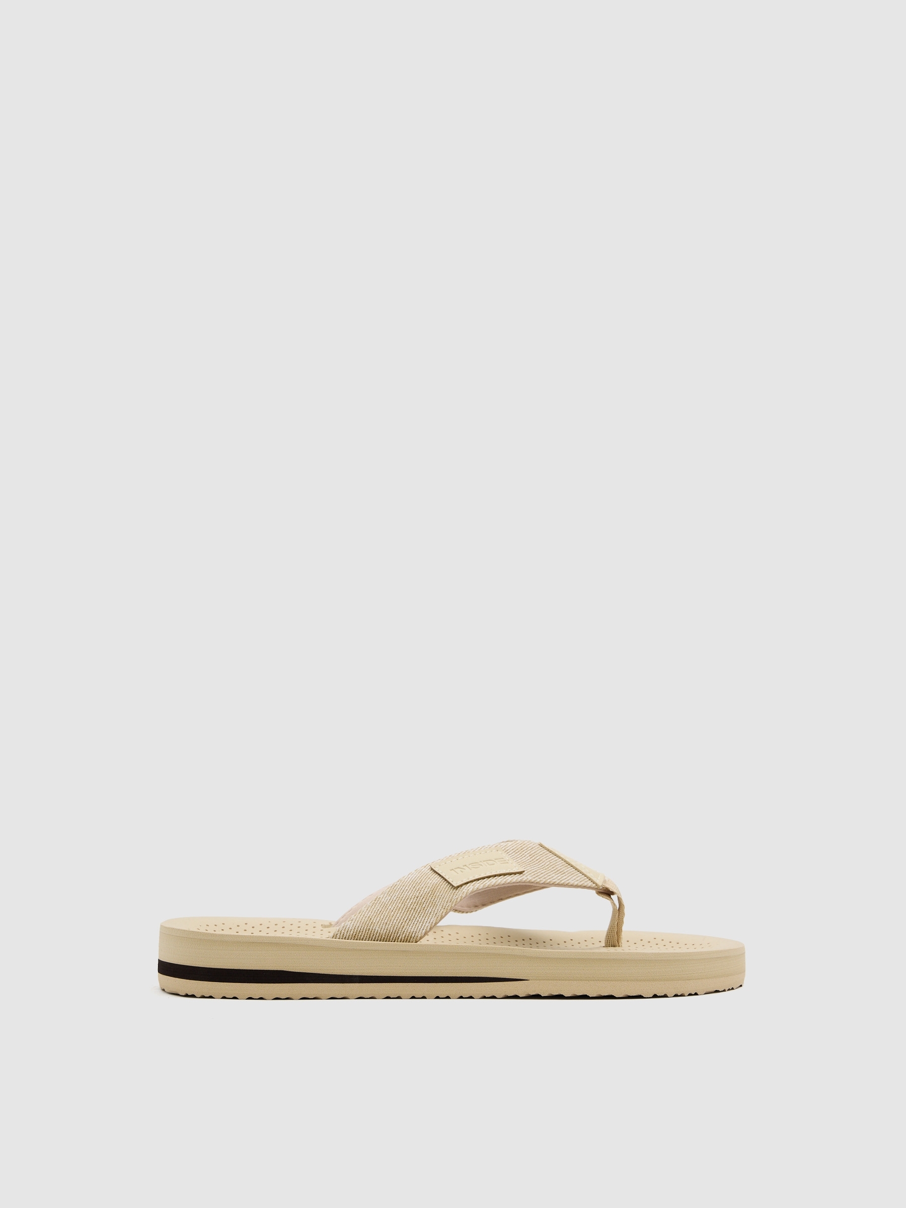 Toe-post sandal with faux leather straps beige