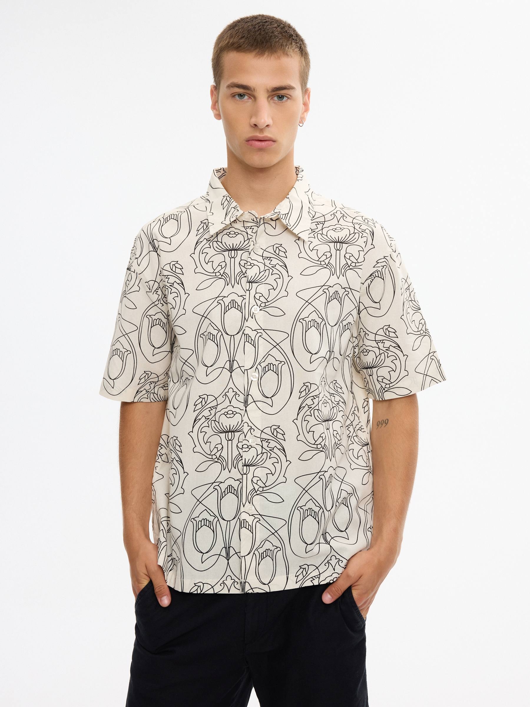 Camisa floral oversize crudo vista media frontal