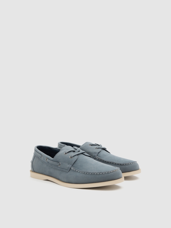 Nautical stitched leather effect blue 45º front view
