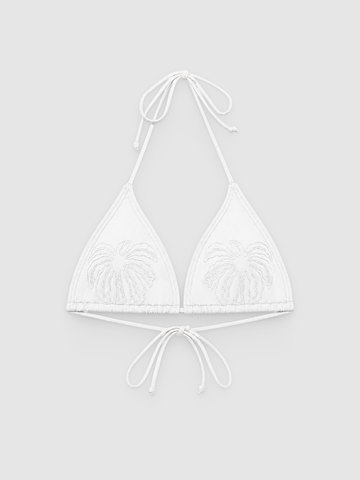 %Pto% Top bikini triángulo flores blanco vista frontal