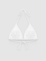 %Pto% Floral triangle bikini top white front view
