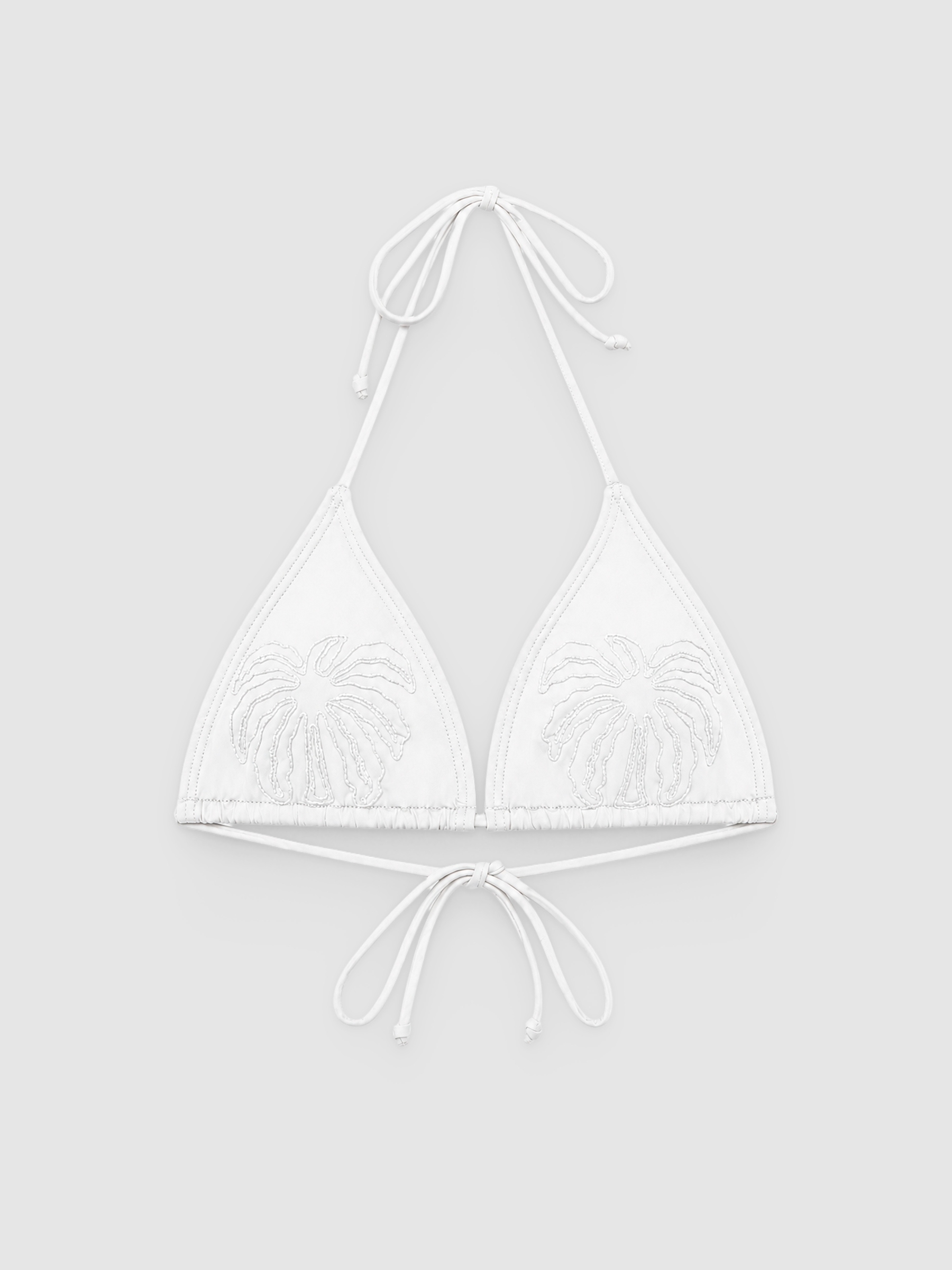  Top bikini triángulo flores blanco vista frontal