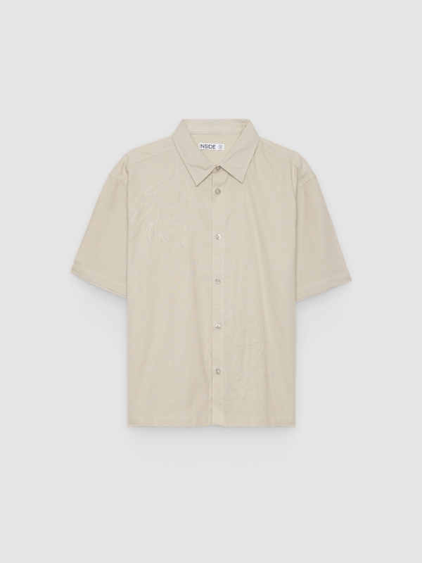  Camisa bordado floral oversize crudo vista frontal