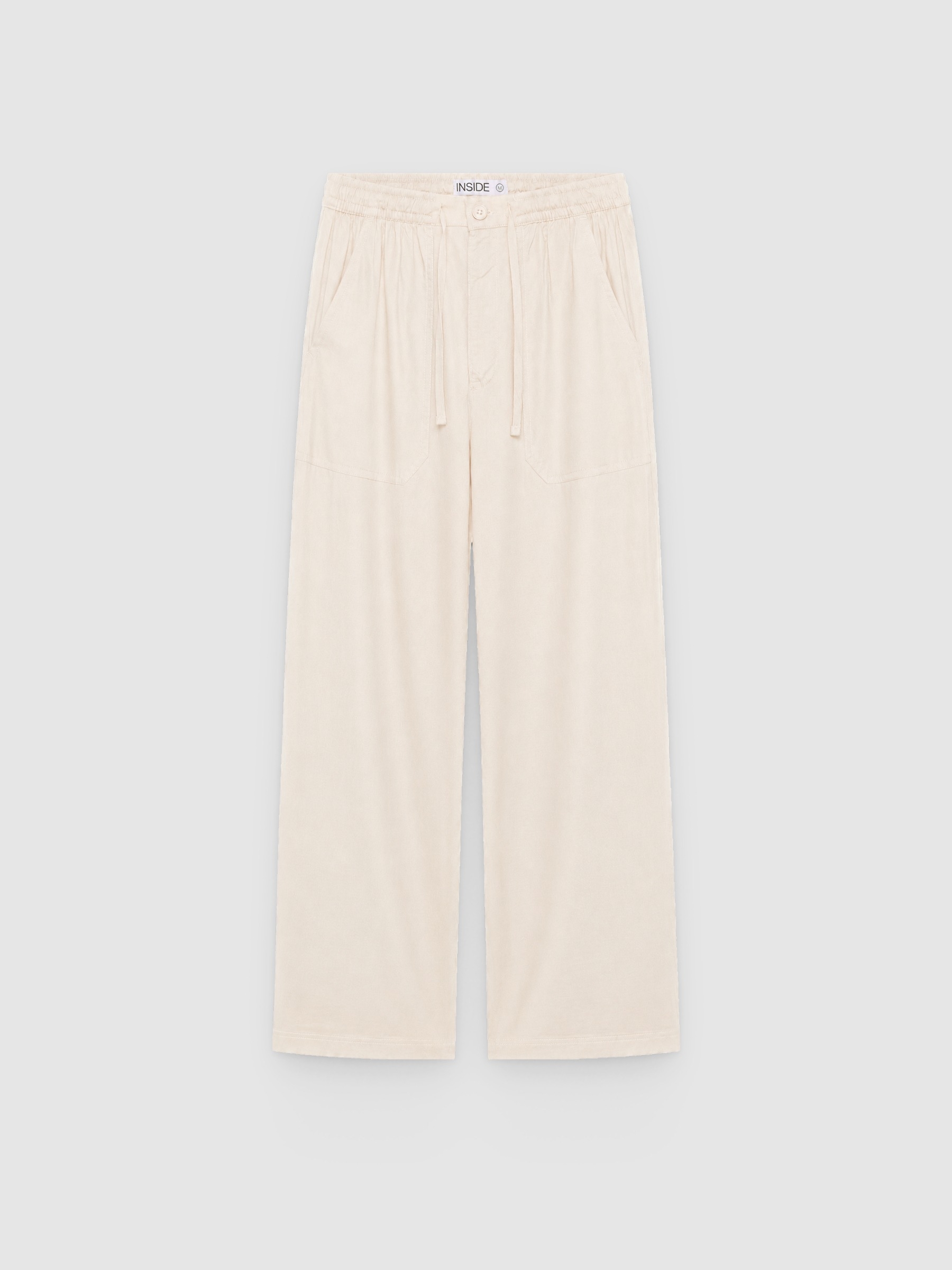 Jogger lino cintura elástica crudo vista general frontal