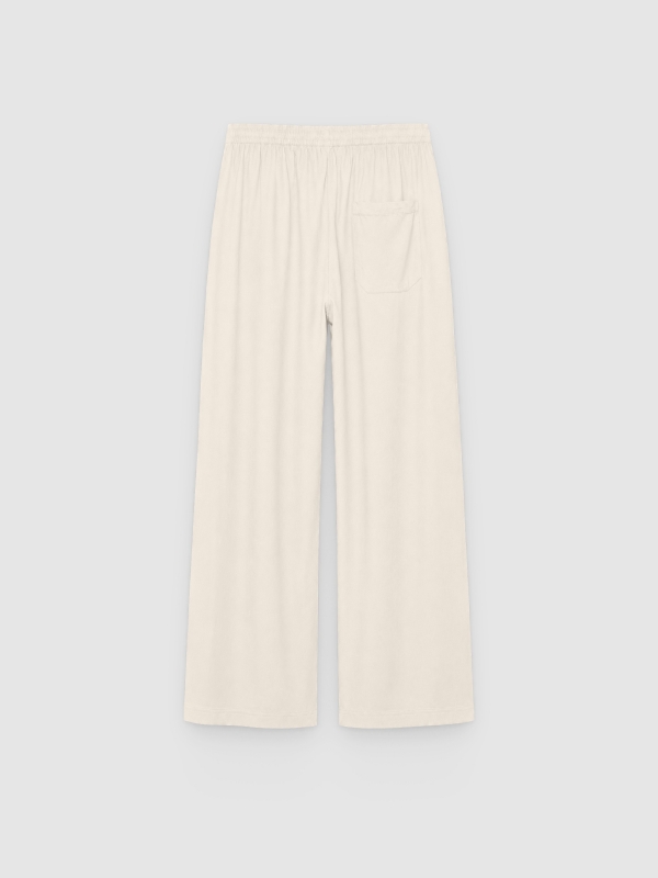 Linen joggers with elastic waistband raw back view
