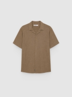 %Pto% Linen resort shirt beige front view