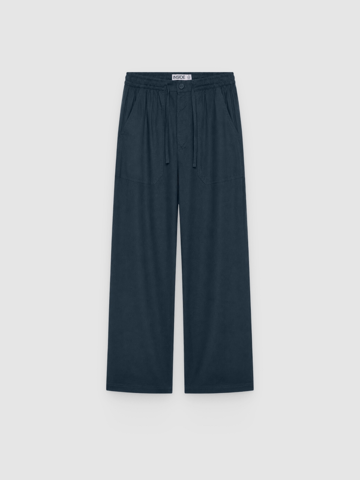 %Pto% Jogger lino tiro alto azul marino vista frontal