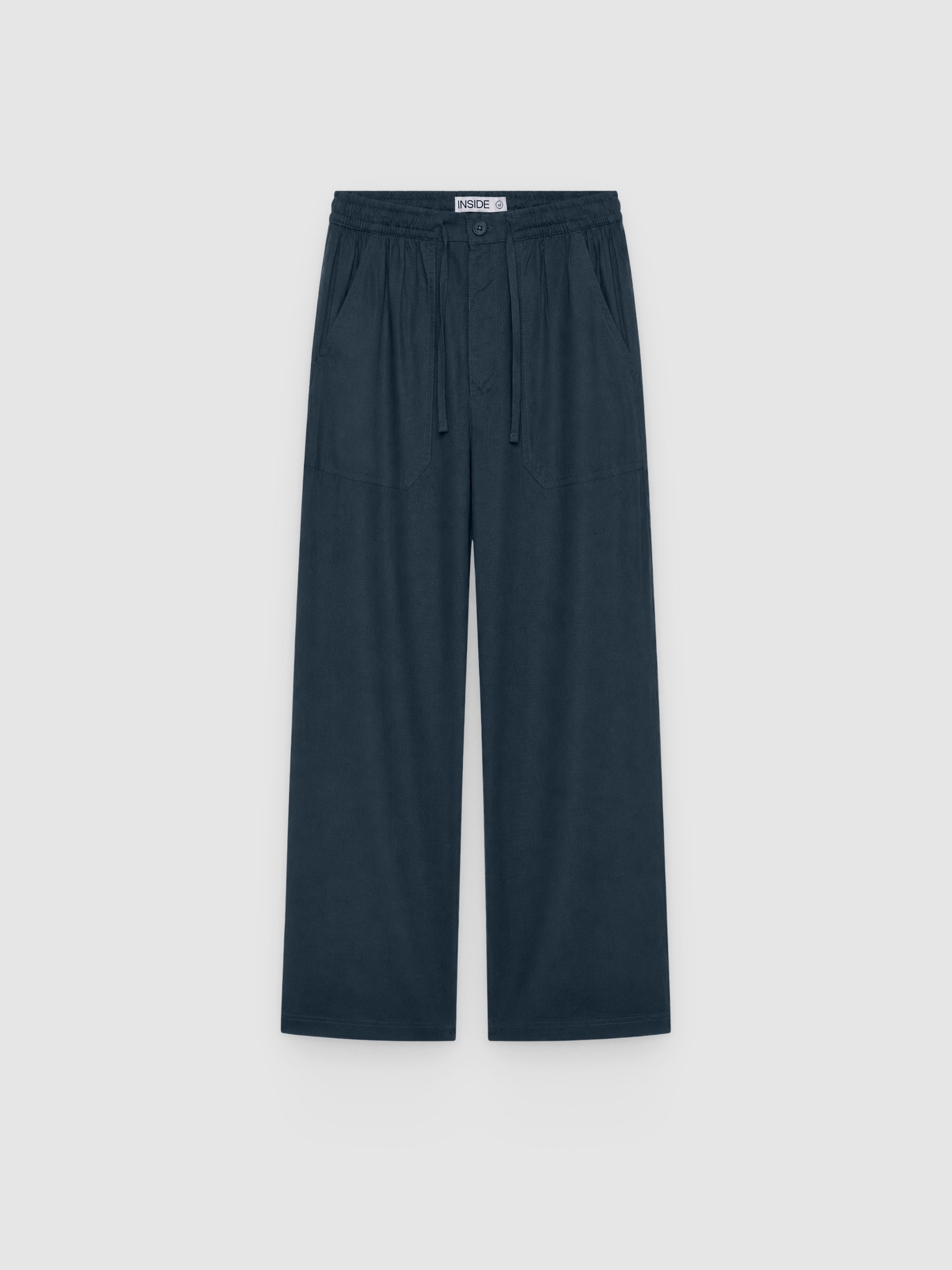 Jogger lino tiro alto azul marino vista general frontal
