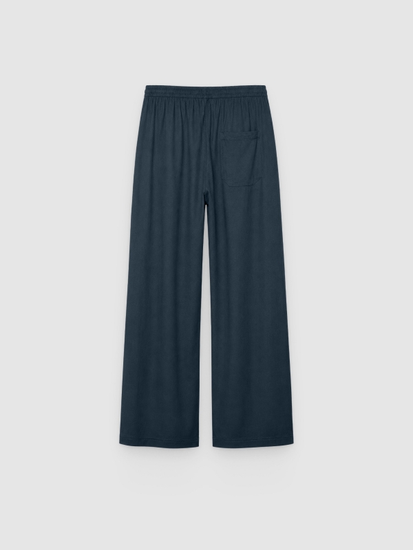 High-waisted linen joggers navy back view
