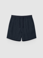 %Pto% Linen Bermuda joggers with drawstrings navy front view