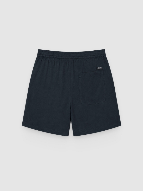 Linen Bermuda joggers with drawstrings navy back view
