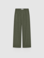 %Pto% Linen joggers with elastic waistband khaki front view