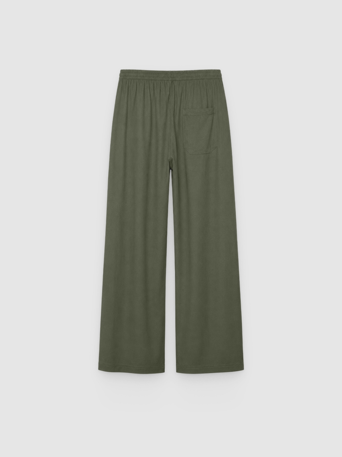 Linen joggers with elastic waistband khaki back view