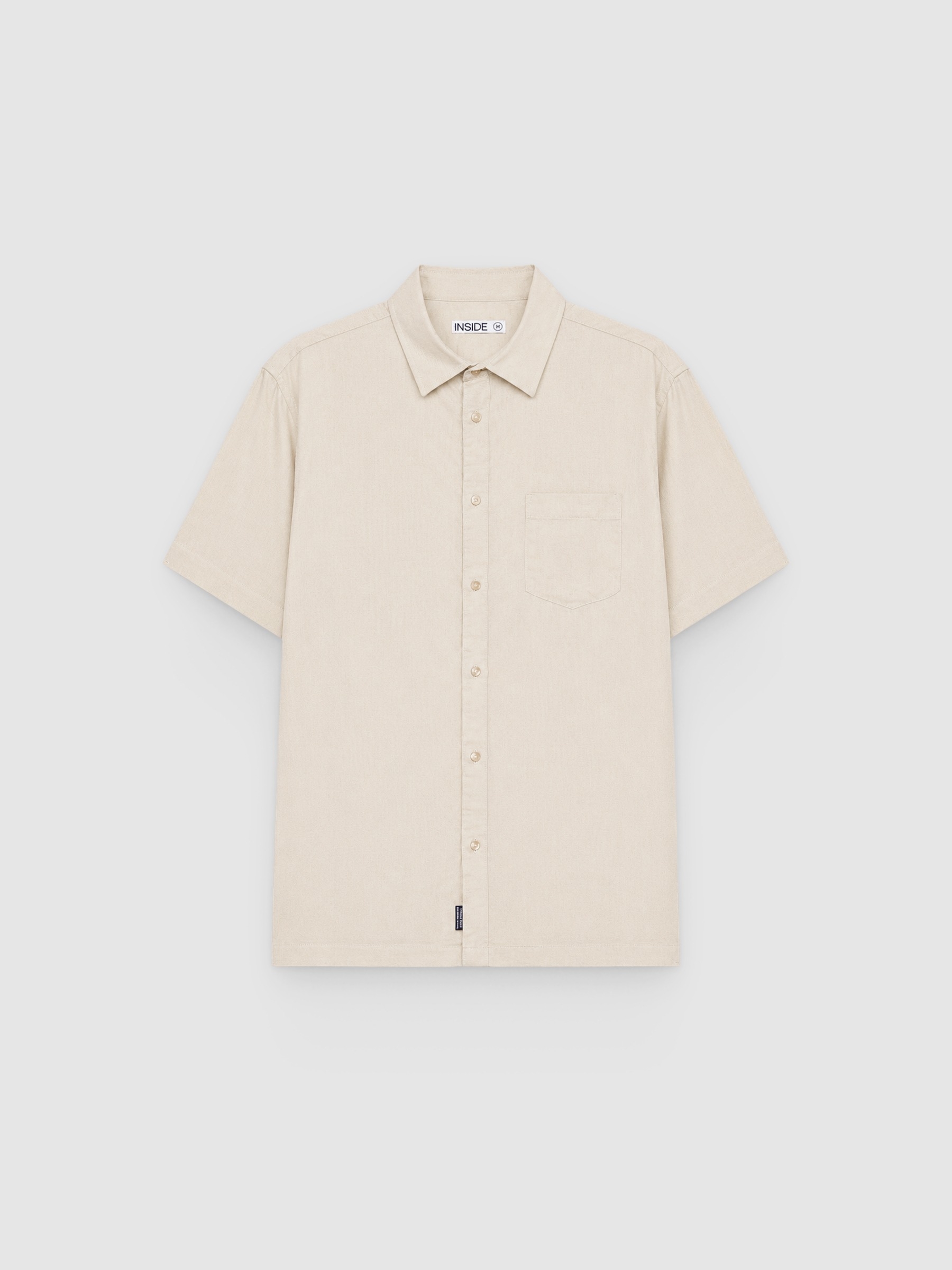 Camisa de linho slim crua vista meia frontal