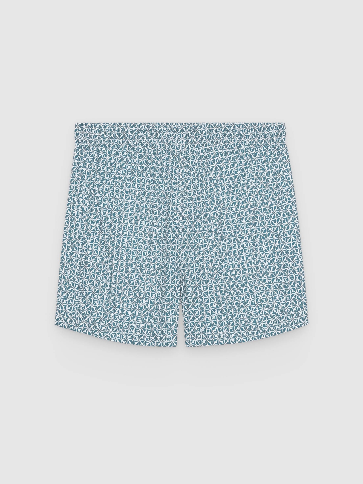 Geometric print swimsuit teal back view