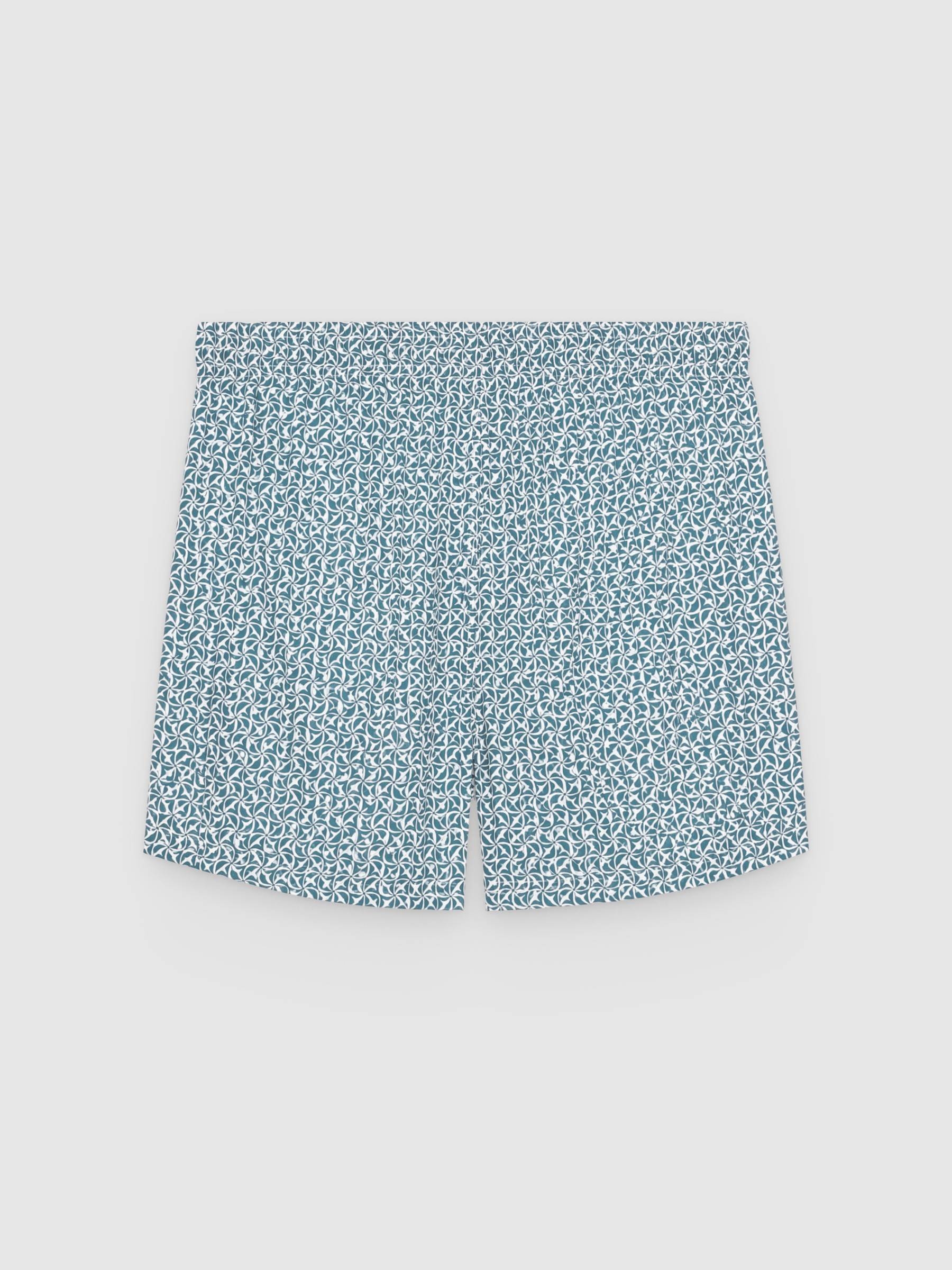 Geometric print swimsuit teal middle front view