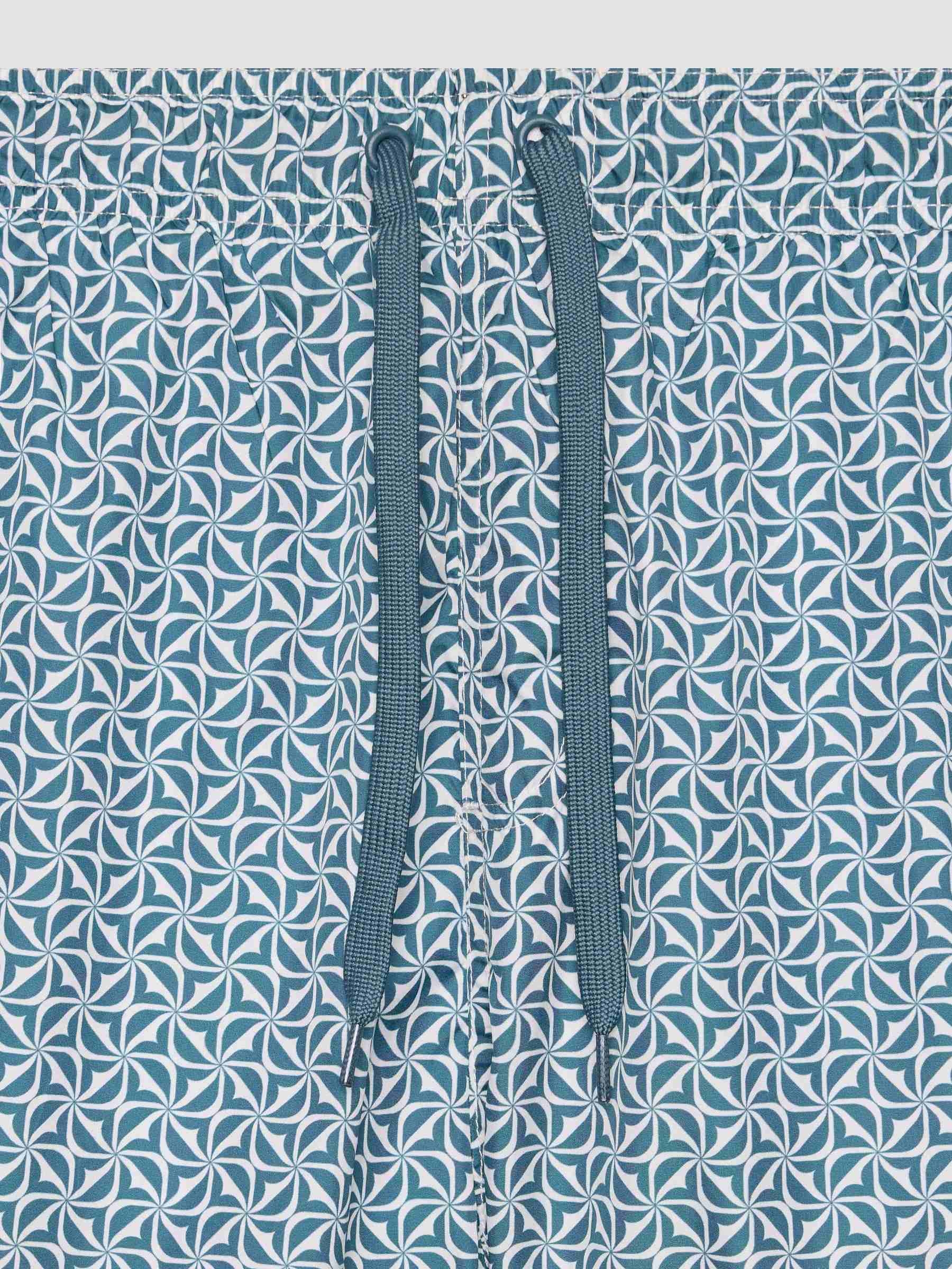 maiô estampado geométrico teal vista meia frontal