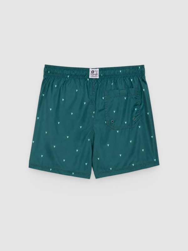 Mini print swimsuit dark green back view