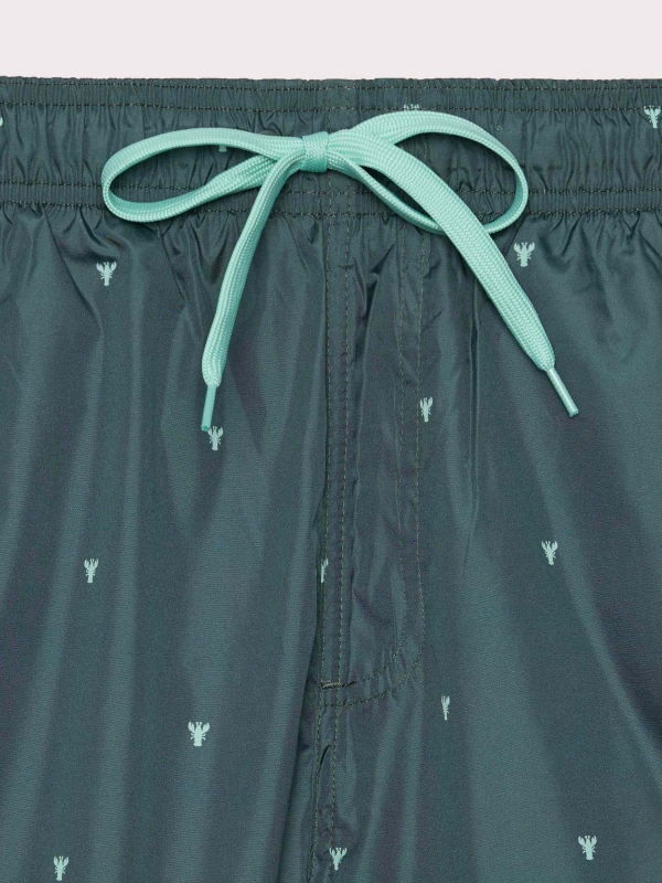 Mini print swimsuit dark green detail view