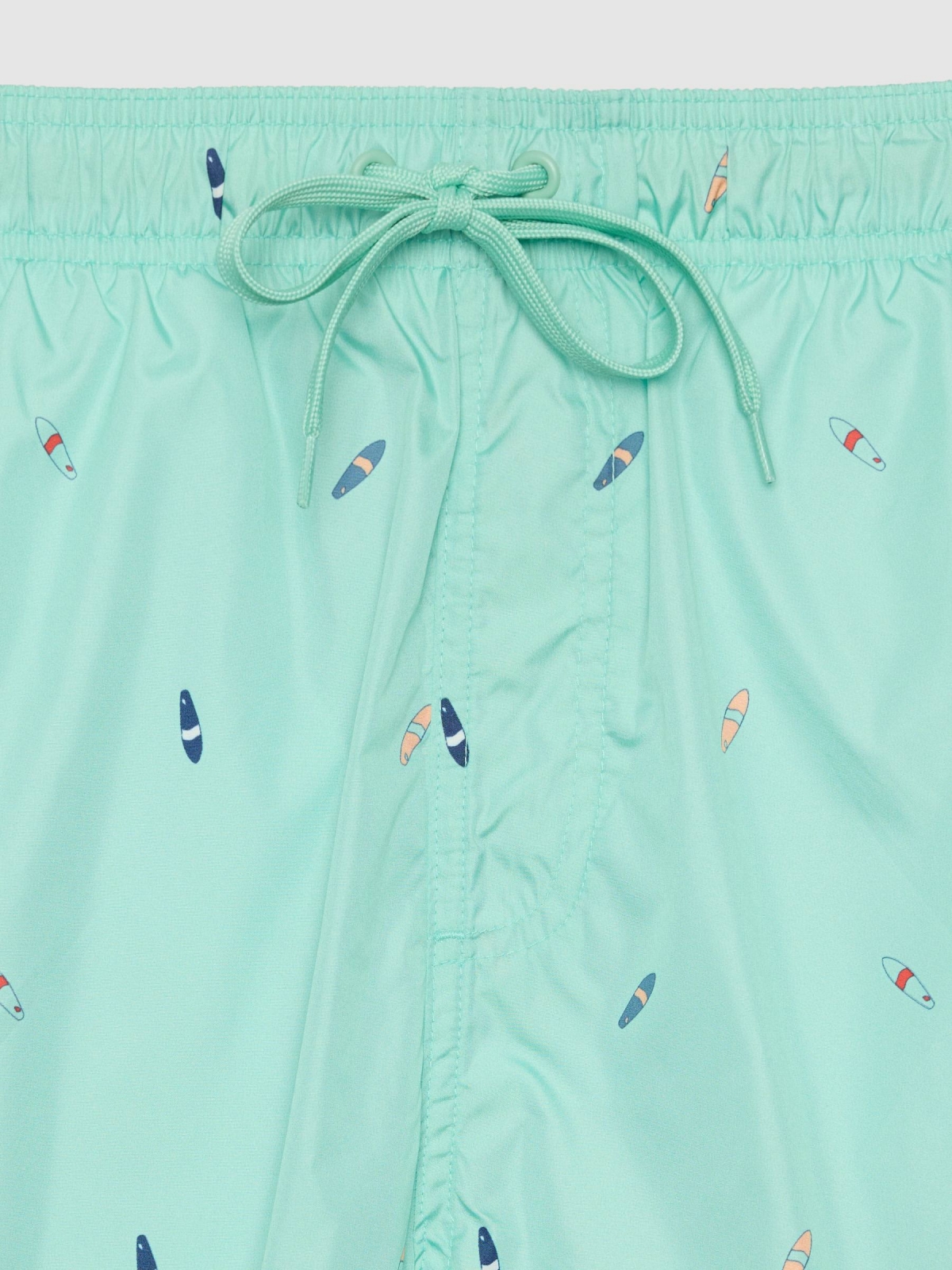 Bañador mini print surf verde mar vista detalle