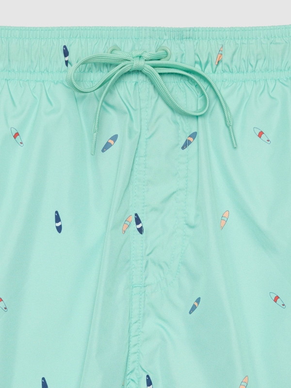 Bañador mini print surf verde mar vista detalle