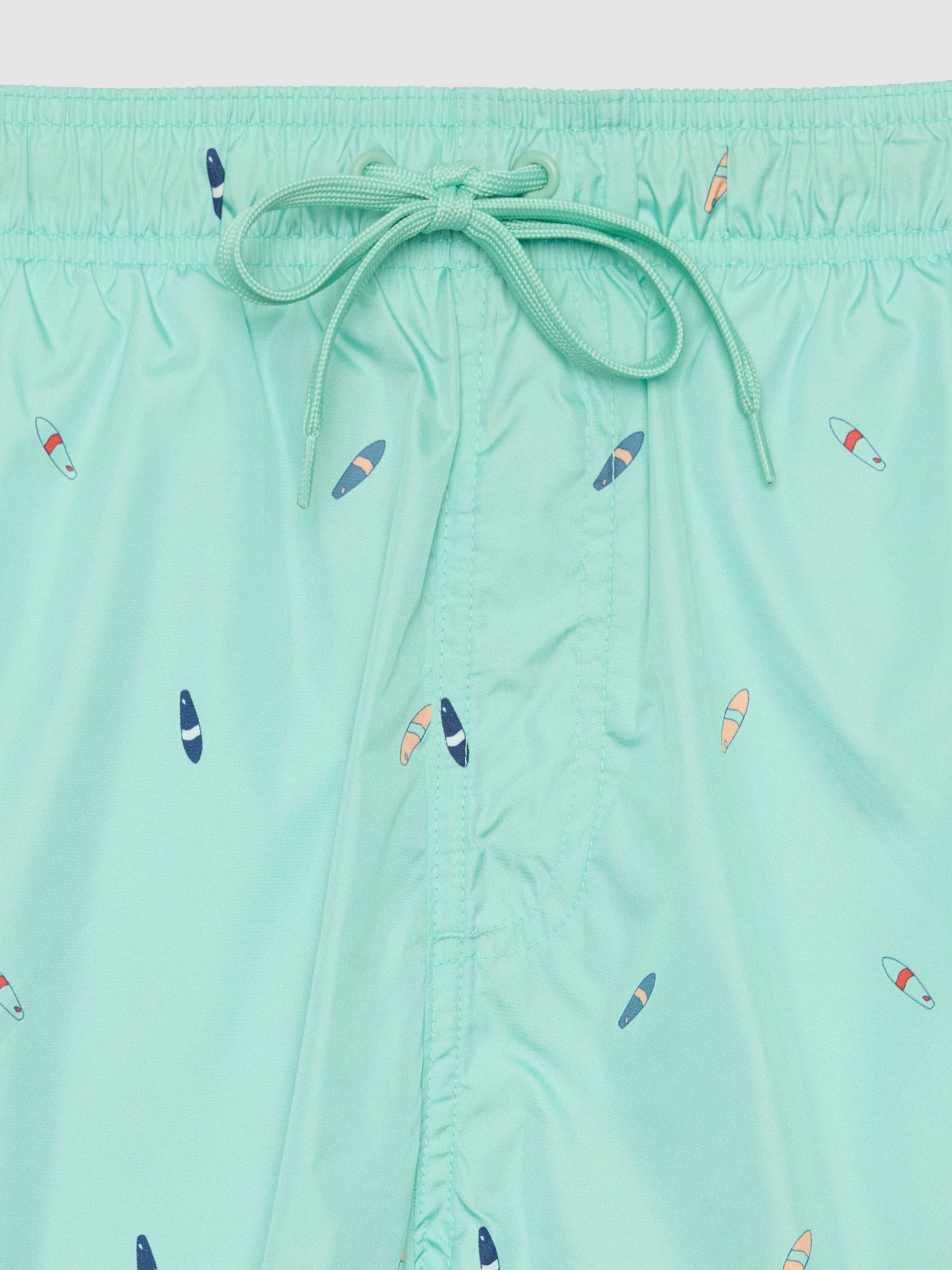  Surf print mini swimsuit sea green front view