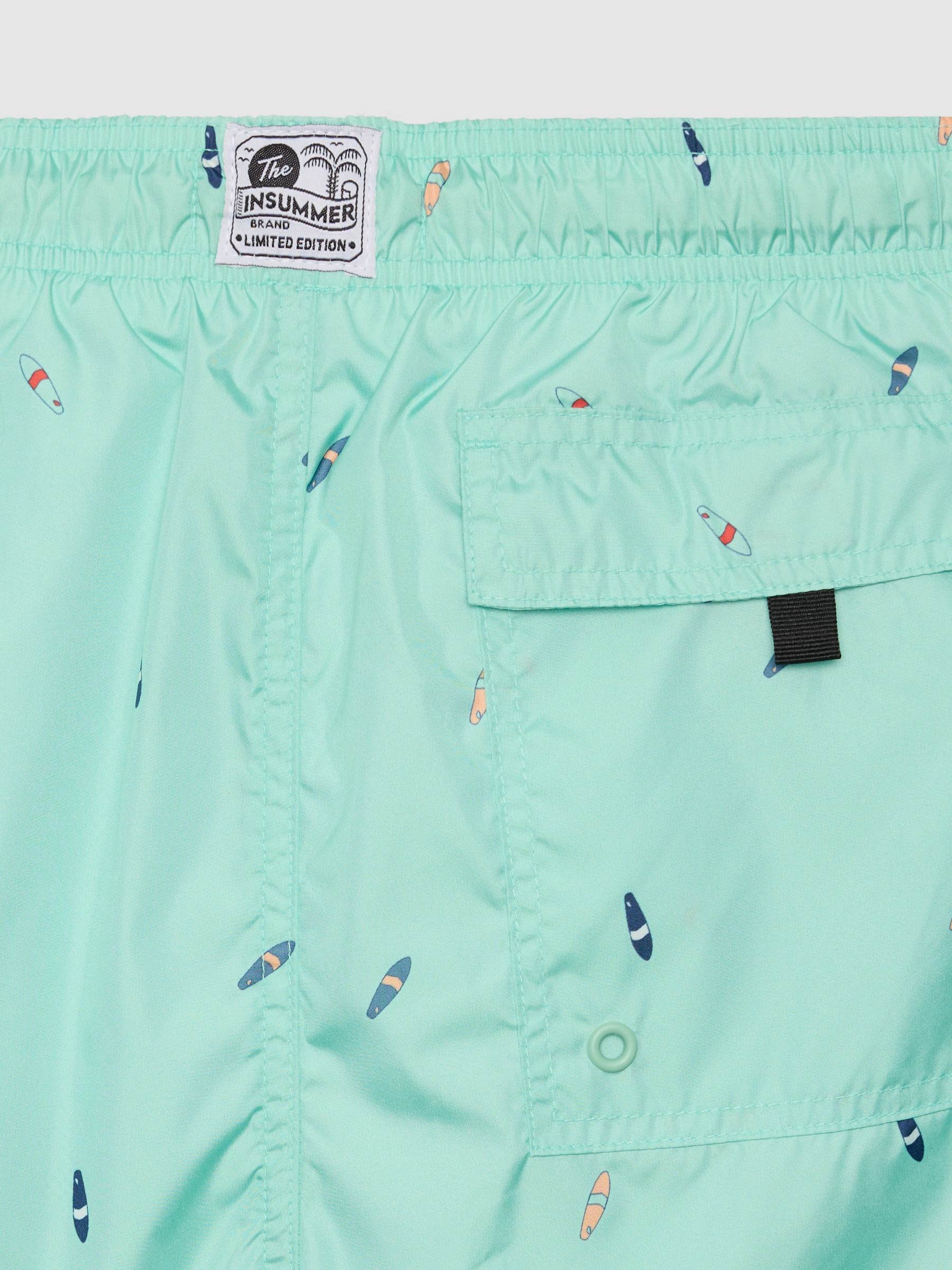  Surf print mini swimsuit sea green front view