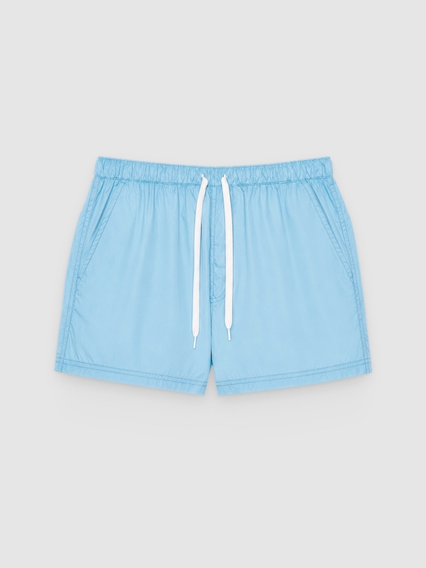  Plain short swimsuit blue front view