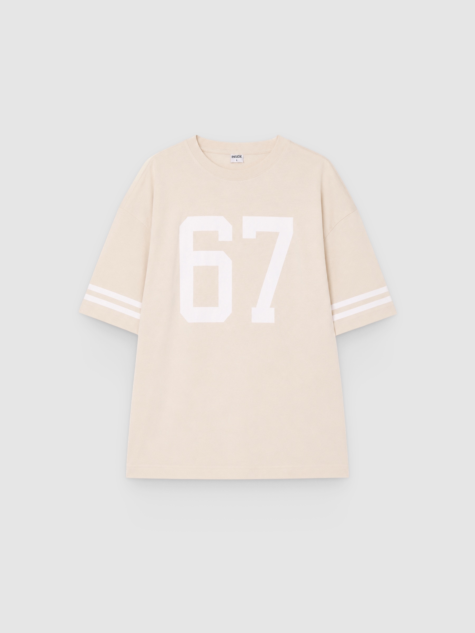 Printed T-shirt 67 raw middle front view
