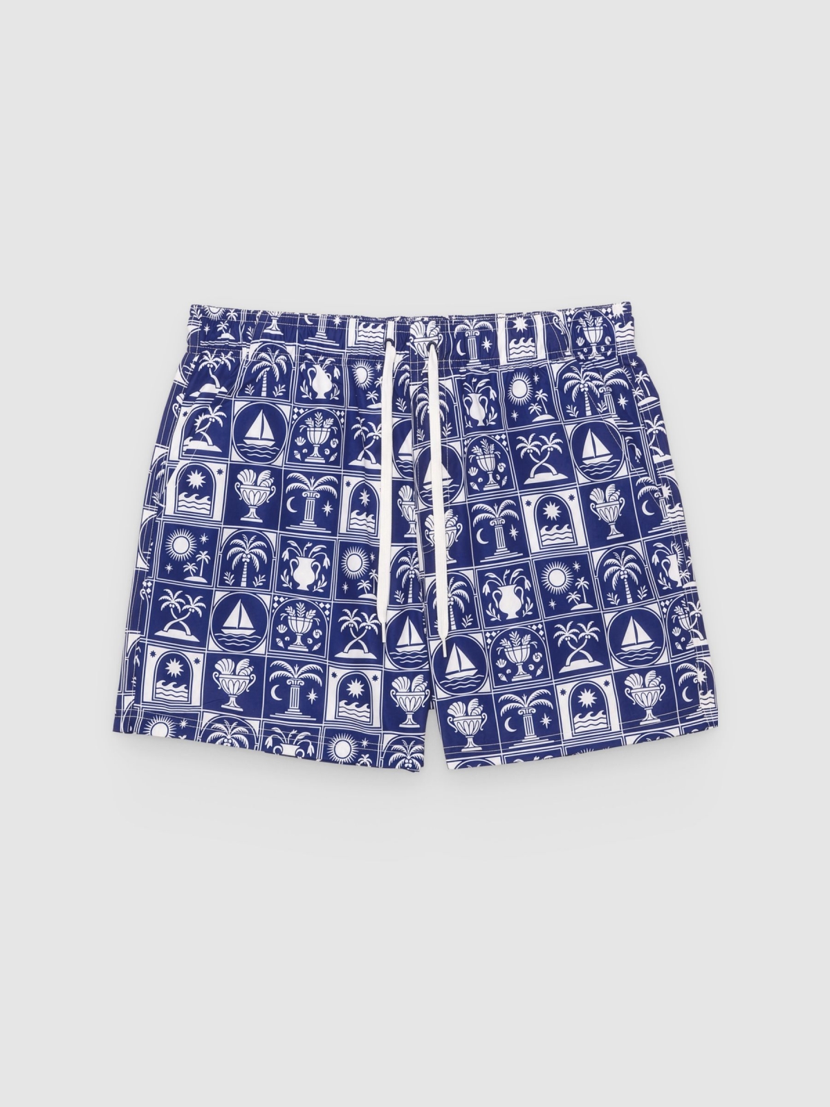 %Pto% Bañador estampado ornamental azul marino vista frontal