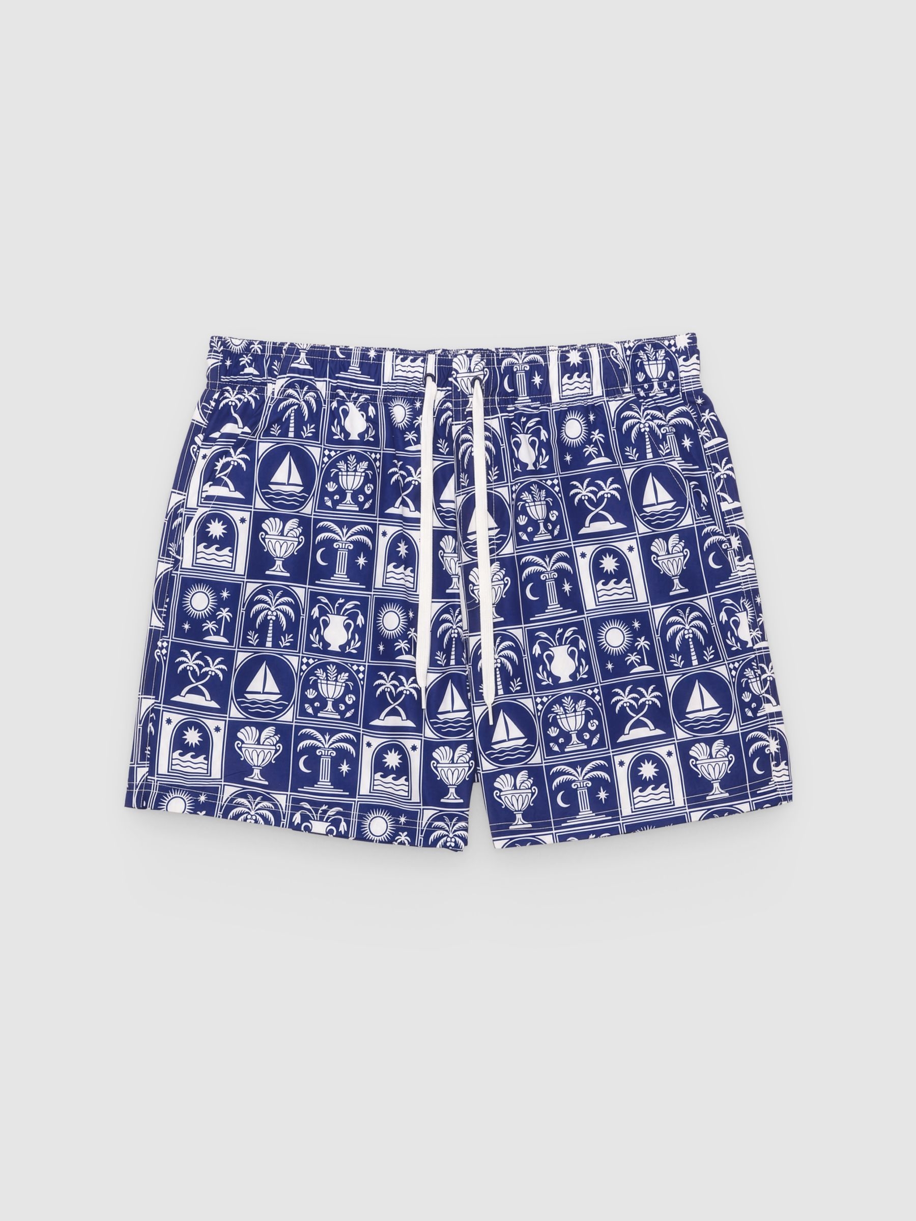  Bañador estampado ornamental azul marino vista frontal