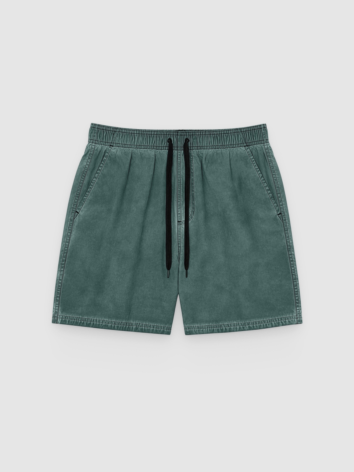 %Pto% Bañador básico teñido verde oscuro vista frontal