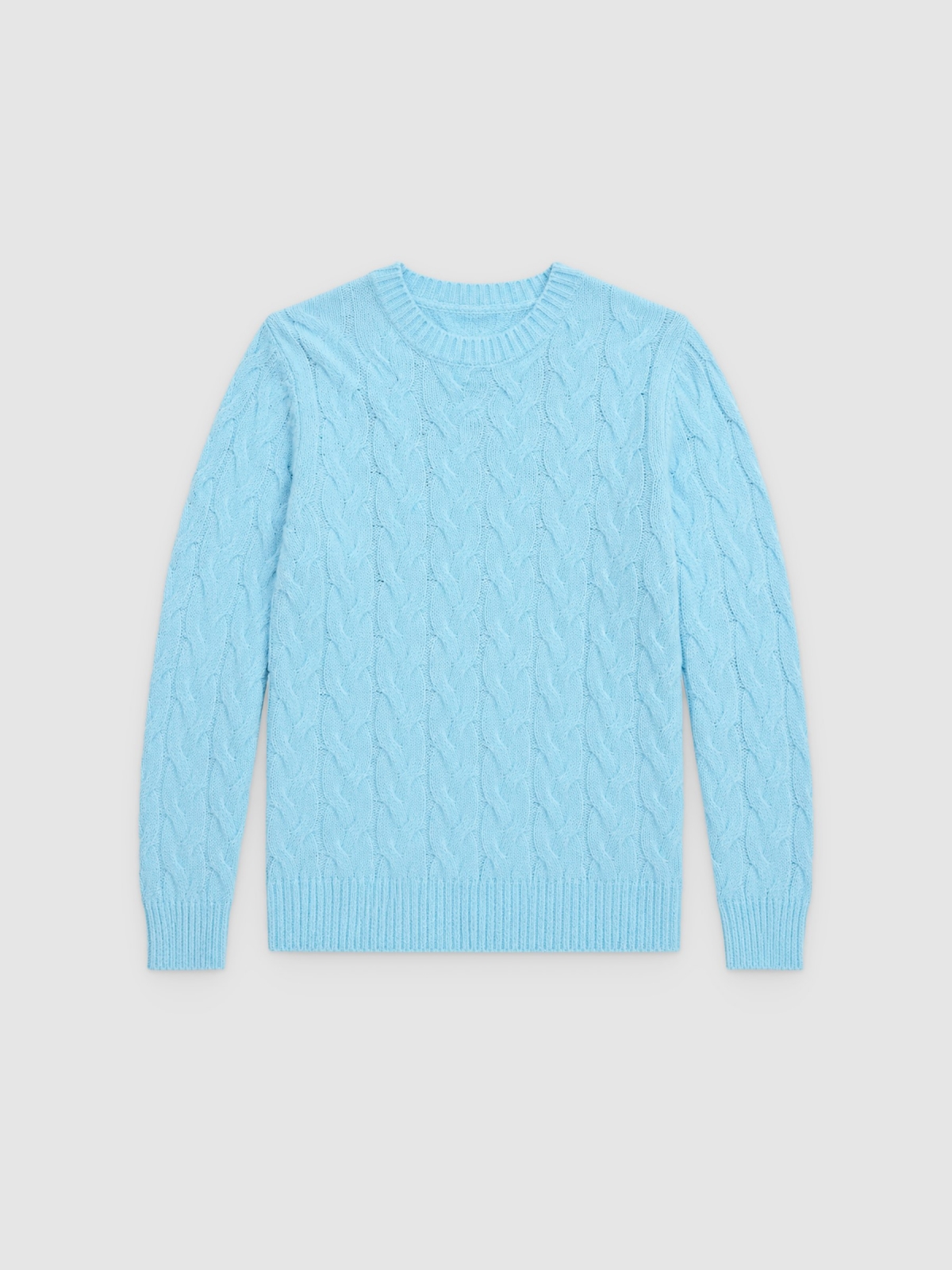 %Pto% Blue braided slim fit jumper cyan front view