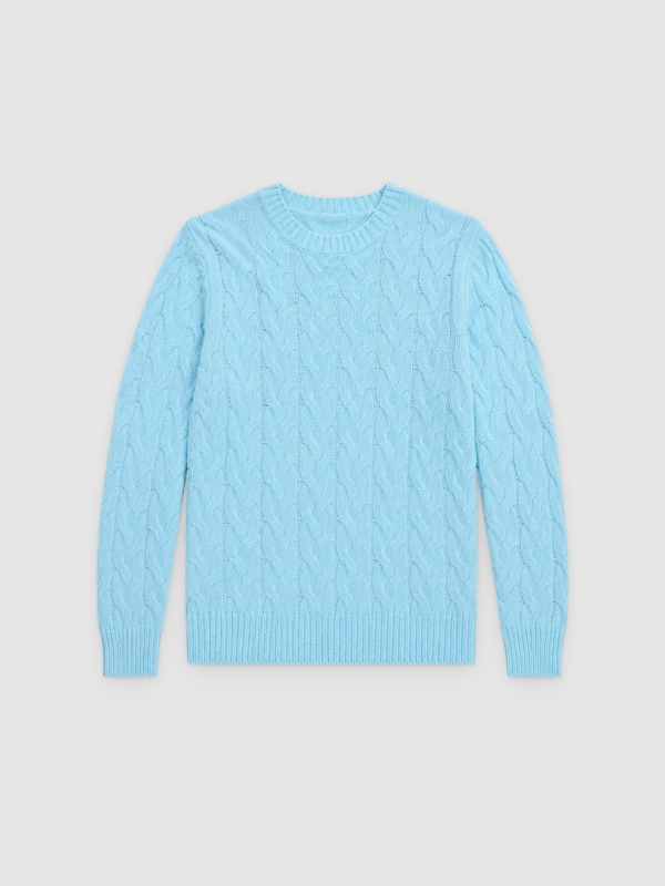  Jersey slim trenzado azul cian vista frontal