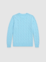 %Pto% Blue braided slim fit jumper cyan front view