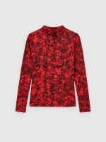 %Pto% Animal print ruffled t-shirt red front view