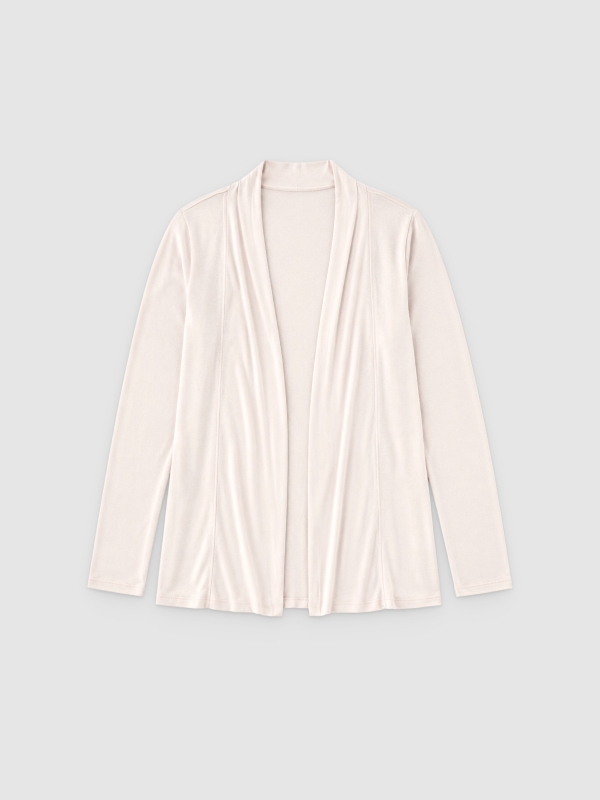  White knitted open cardigan sand front view