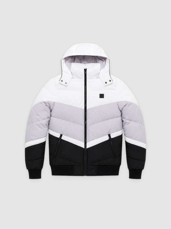  Hooded quilted jacket black front view