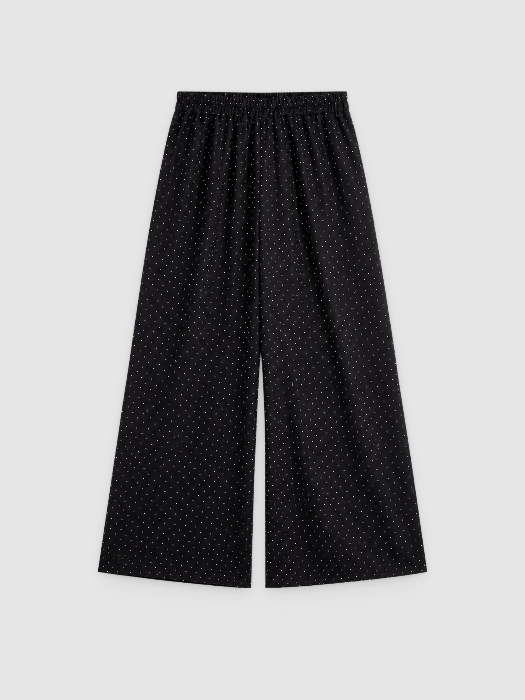 Calça fluida com brilhos preto vista geral frontal