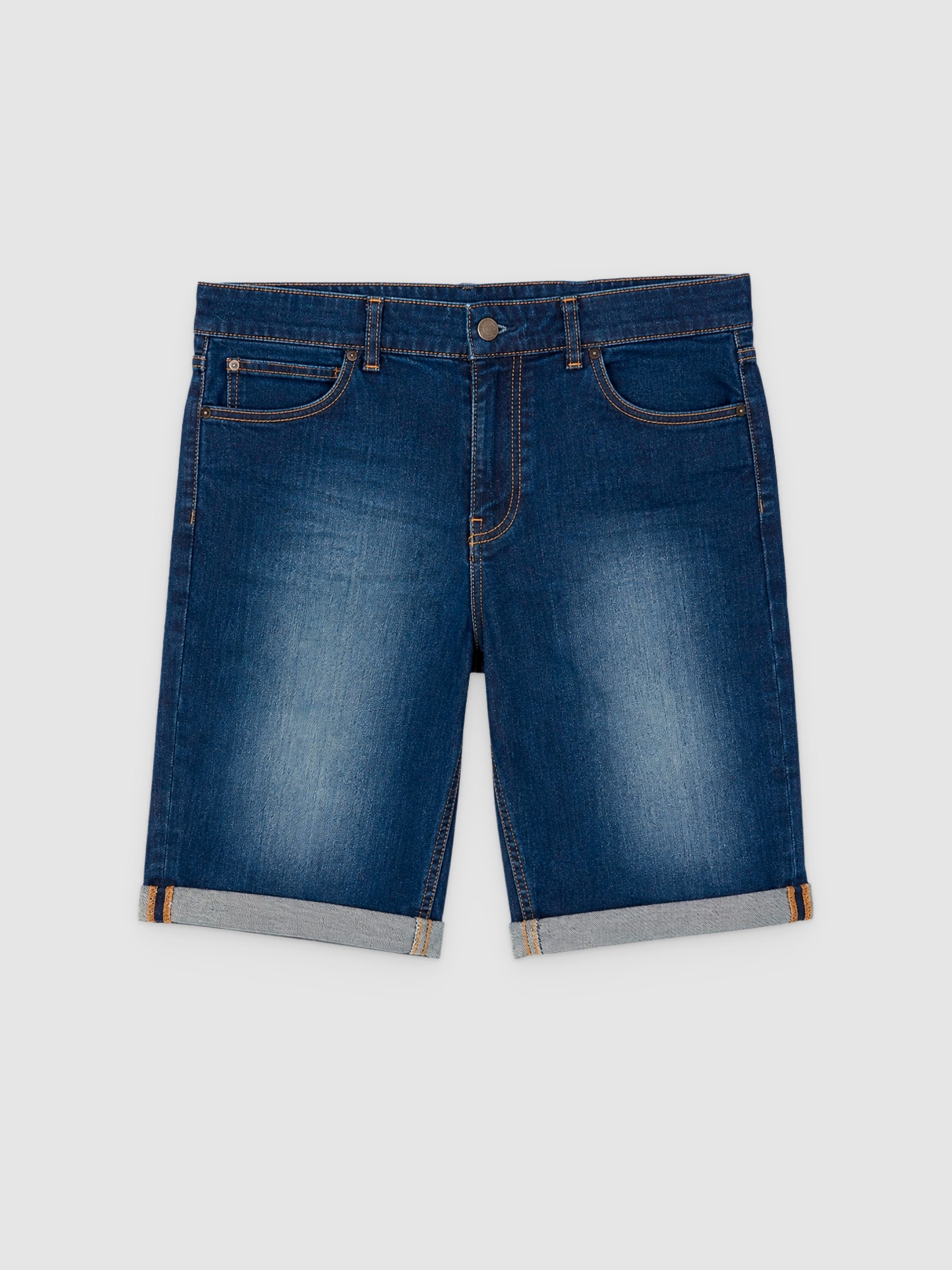 Bermuda denim azul oscuro lavado azul vista media frontal
