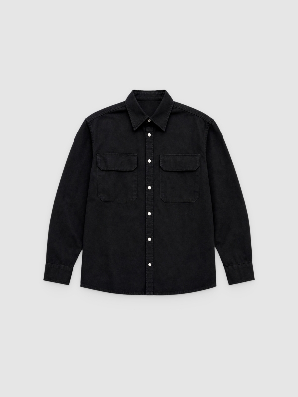  Camisa regular negro vista frontal