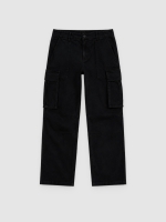 %Pto% Calça cargo chino regular preto vista frontal